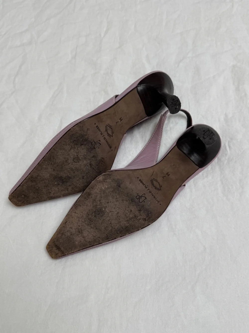 Vintage 90s Donald J Pliner Slingback Pointed-Toe Heels in Dusty Mauve Size 7